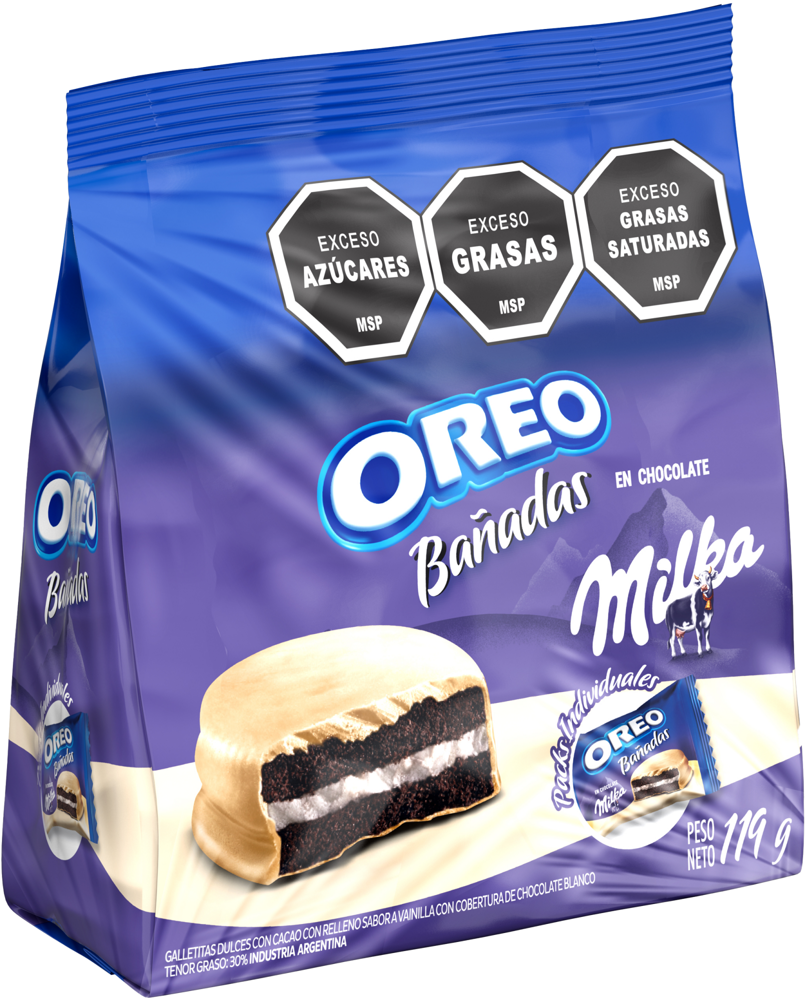 Oreo Bañada Chocolate Blanco Milka 119g - Nerilan Uruguay